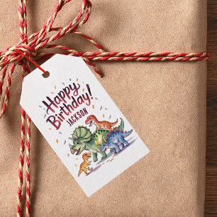 Cute Personalized Dinosaur Birthday Gift Tags