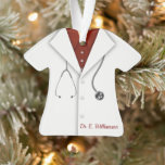 Cute Personalized Doctor Ornament<br><div class="desc">Fun medical professional gift idea.  Standard white lab coat,  stethoscope and his name personalized.</div>