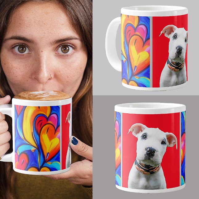 Cute Personalized Dog Pet Photo Gift Mom Dad Large Coffee Mug (Creator Uploaded)