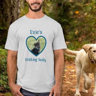 Cute Personalized Dog Walking Buddy Heart Photo T-Shirt
