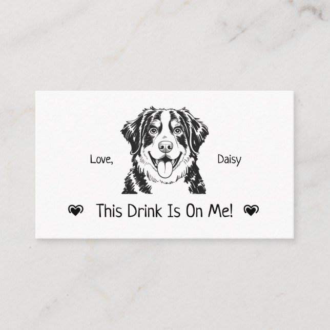 Cute Personalized Dog Wedding Drink Ticket Enclosure Card (Front)