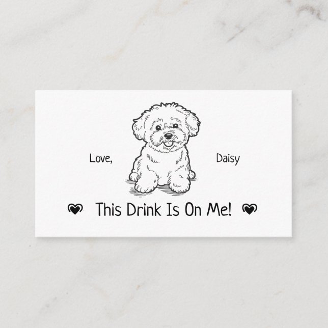 Cute Personalized Dog Wedding Drink Ticket Enclosure Card (Front)