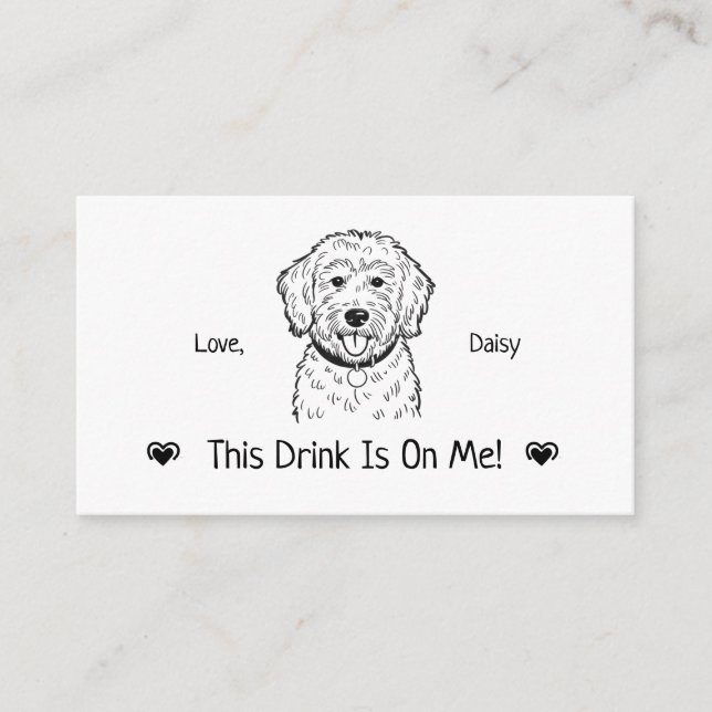 Cute Personalized Dog Wedding Drink Ticket Enclosure Card (Front)