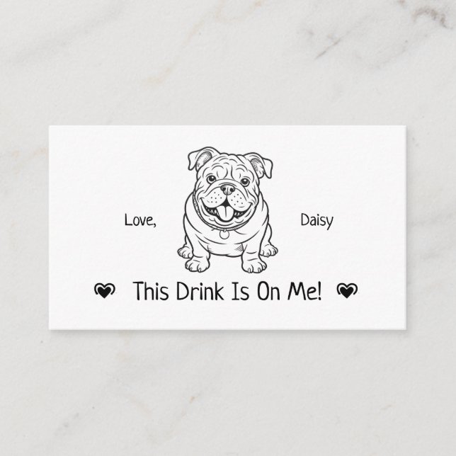 Cute Personalized Dog Wedding Drink Ticket Enclosure Card (Front)