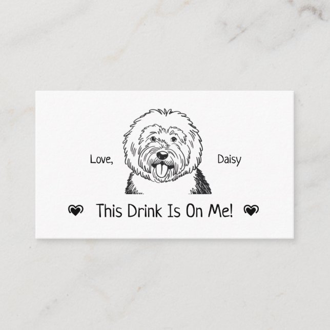 Cute Personalized Dog Wedding Drink Ticket Enclosure Card (Front)