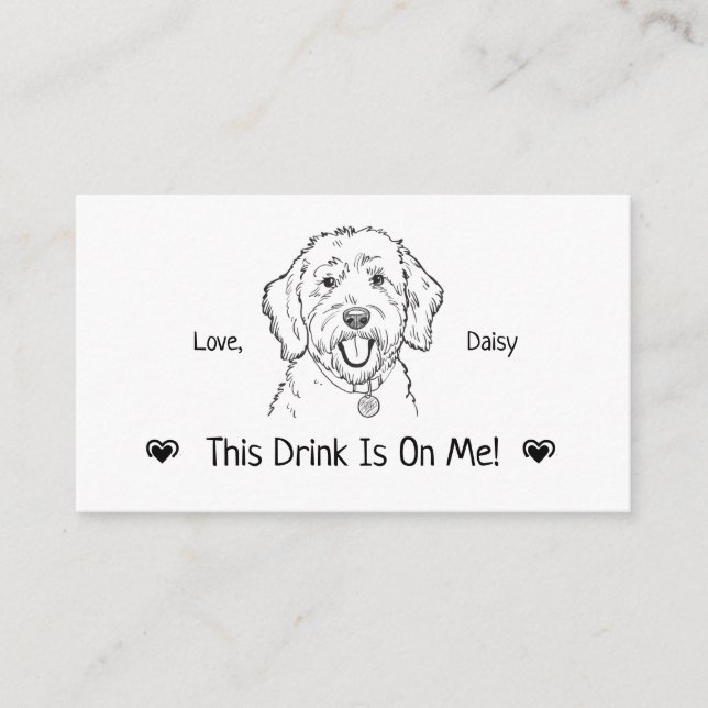 Cute Personalized Dog Wedding Drink Ticket Enclosure Card (Front)