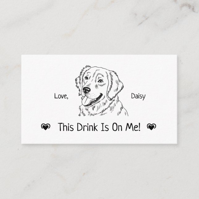 Cute Personalized Dog Wedding Drink Ticket Enclosure Card (Front)