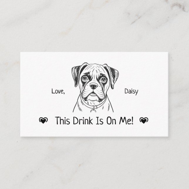 Cute Personalized Dog Wedding Drink Ticket Enclosure Card (Front)