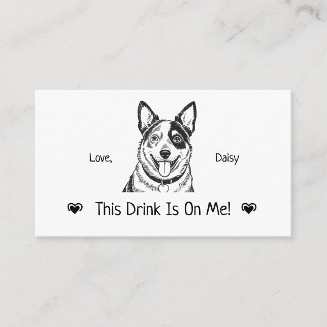 Cute Personalized Dog Wedding Drink Ticket Enclosure Card (Front)
