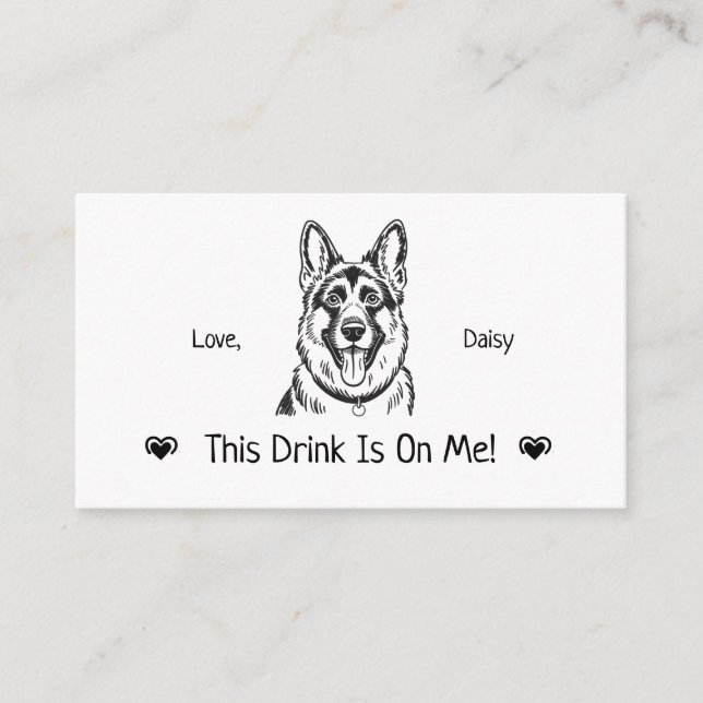 Cute Personalized Dog Wedding Drink Ticket Enclosure Card (Front)