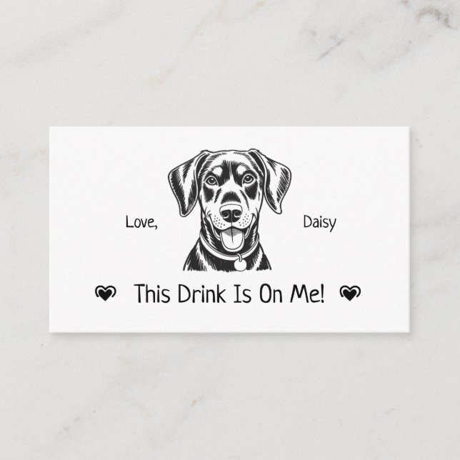 Cute Personalized Dog Wedding Drink Ticket Enclosure Card (Front)