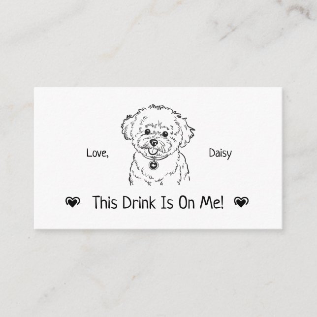 Cute Personalized Dog Wedding Drink Ticket Enclosure Card (Front)