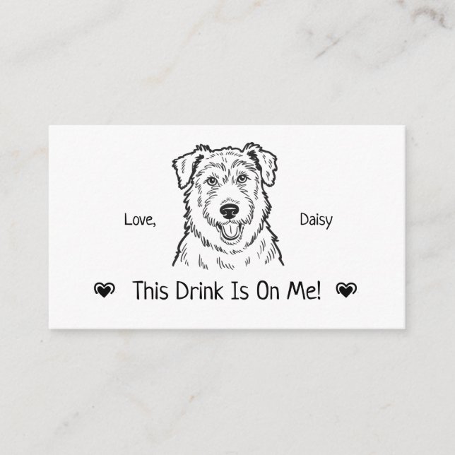 Cute Personalized Dog Wedding Drink Ticket Enclosure Card (Front)