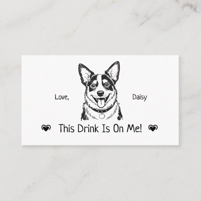 Cute Personalized Dog Wedding Drink Ticket Enclosure Card (Front)