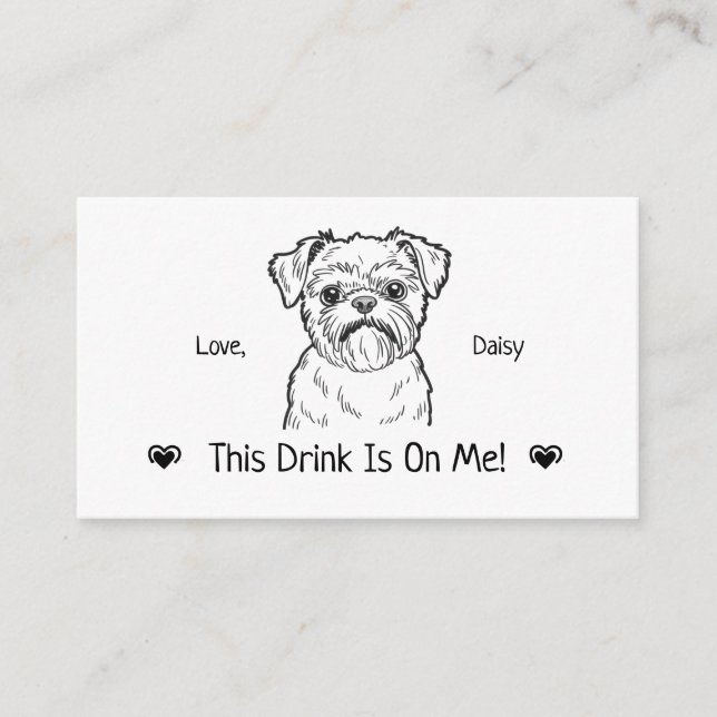 Cute Personalized Dog Wedding Drink Ticket Enclosure Card (Front)