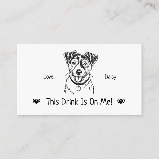 Cute Personalized Dog Wedding Drink Ticket Enclosure Card (Front)