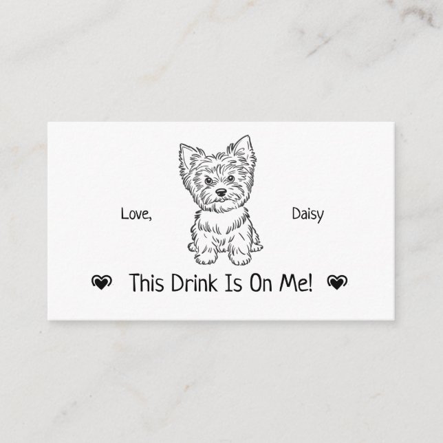 Cute Personalized Dog Wedding Drink Ticket Enclosure Card (Front)
