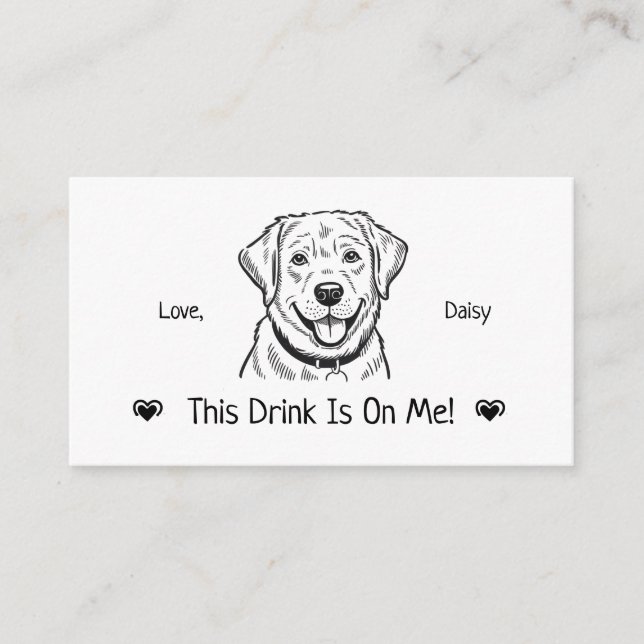 Cute Personalized Dog Wedding Drink Ticket Enclosure Card (Front)