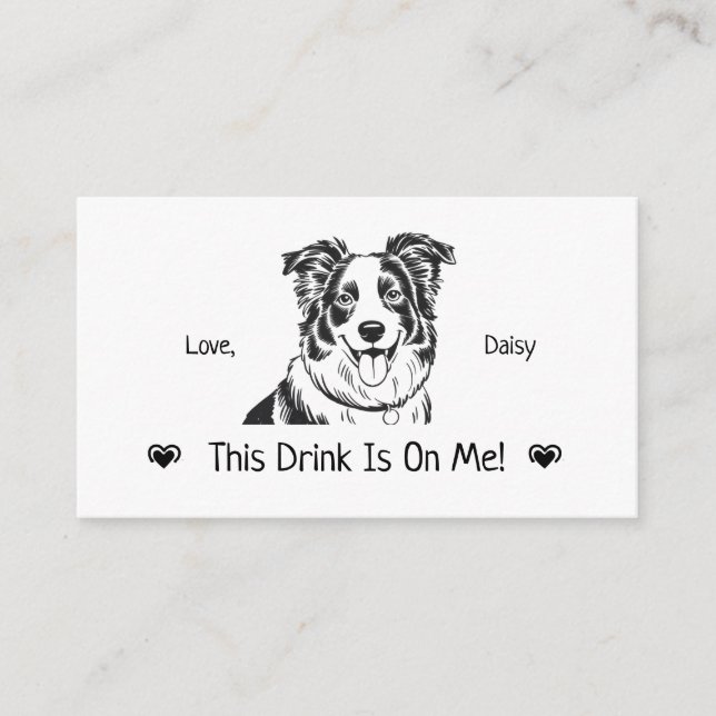 Cute Personalized Dog Wedding Drink Ticket Enclosure Card (Front)