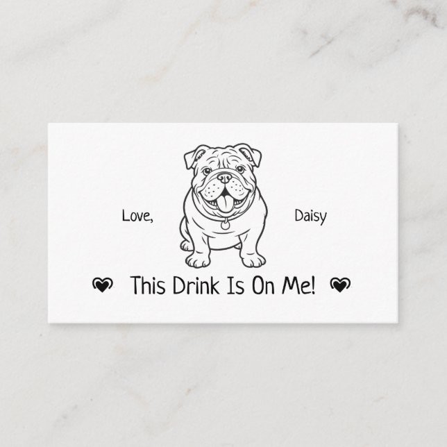 Cute Personalized Dog Wedding Drink Ticket Enclosure Card (Front)