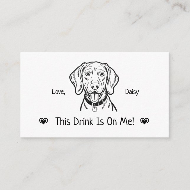 Cute Personalized Dog Wedding Drink Ticket Enclosure Card (Front)