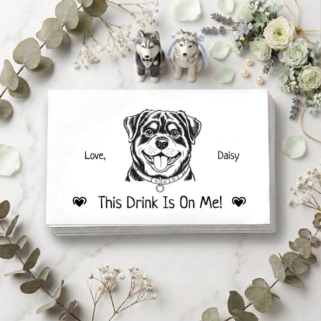 Cute Personalized Dog Wedding Drink Ticket Enclosure Card (Creator Uploaded)