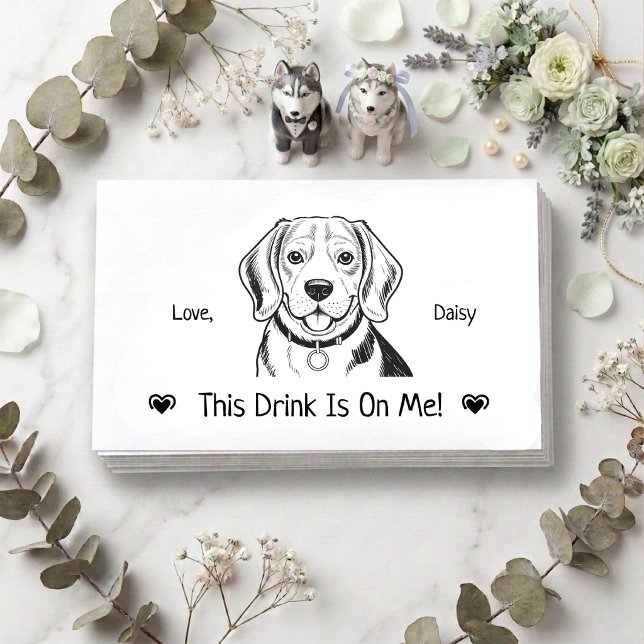 Cute Personalized Dog Wedding Drink Ticket Enclosure Card (Creator Uploaded)