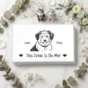 Cute Personalized Dog Wedding Drink Ticket Enclosure Card