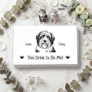 Cute Personalized Dog Wedding Drink Ticket Enclosure Card