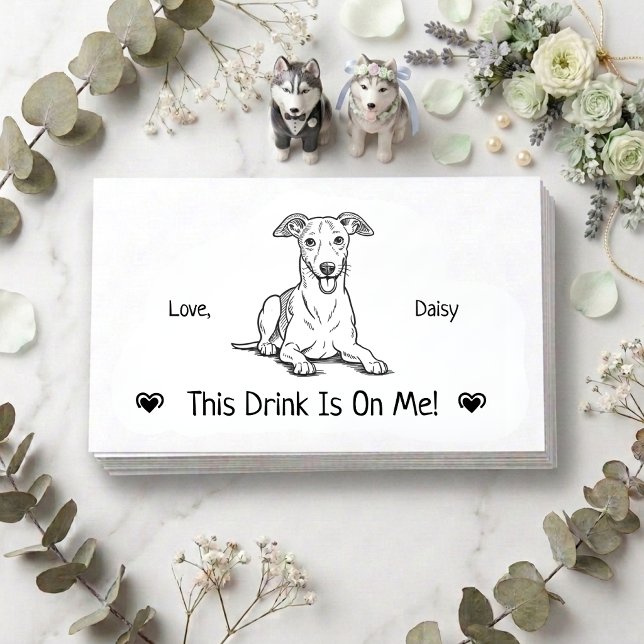 Cute Personalized Dog Wedding Drink Ticket Enclosure Card (Creator Uploaded)