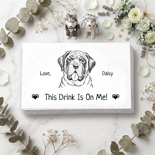 Cute Personalized Dog Wedding Drink Ticket Enclosure Card (Creator Uploaded)