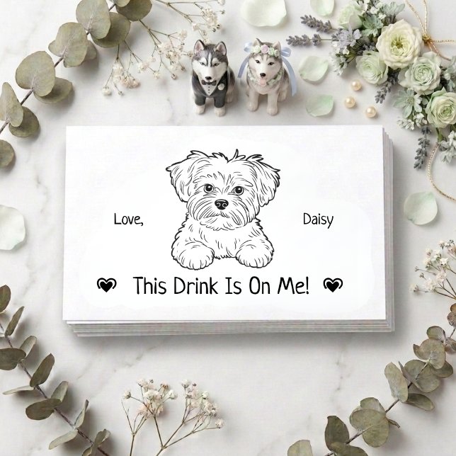 Cute Personalized Dog Wedding Drink Ticket Enclosure Card (Creator Uploaded)