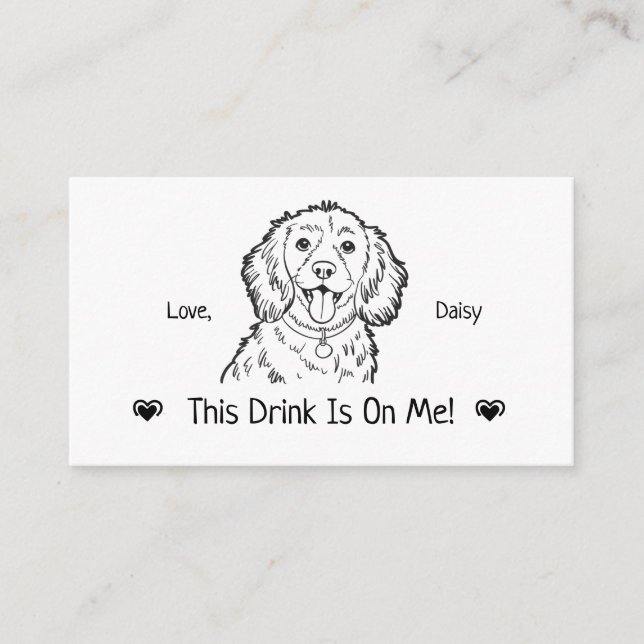 Cute Personalized Dog Wedding Drink Ticket Enclosure Card (Front)