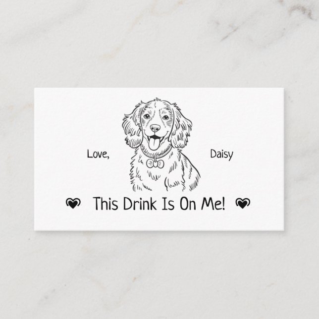 Cute Personalized Dog Wedding Drink Ticket Enclosure Card (Front)
