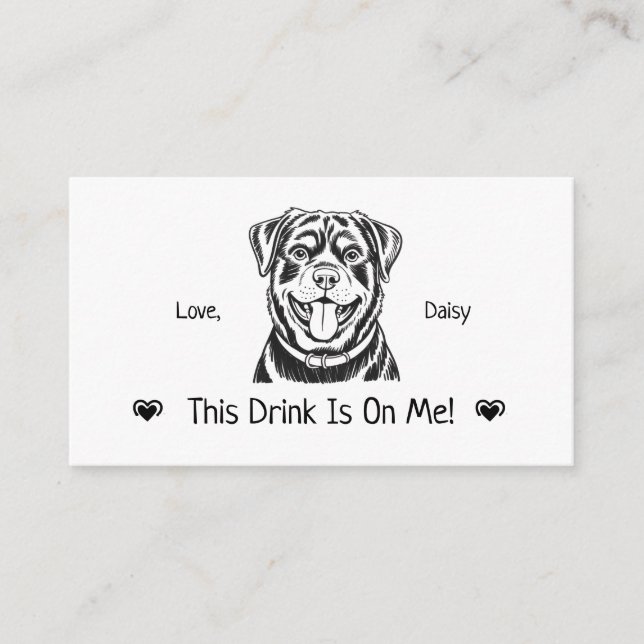 Cute Personalized Dog Wedding Drink Ticket Enclosure Card (Front)