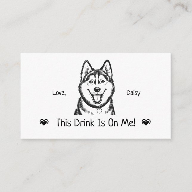 Cute Personalized Dog Wedding Drink Ticket Enclosure Card (Front)