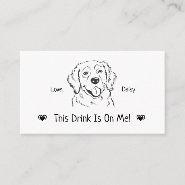 Cute Personalized Dog Wedding Drink Ticket Enclosure Card (Front)