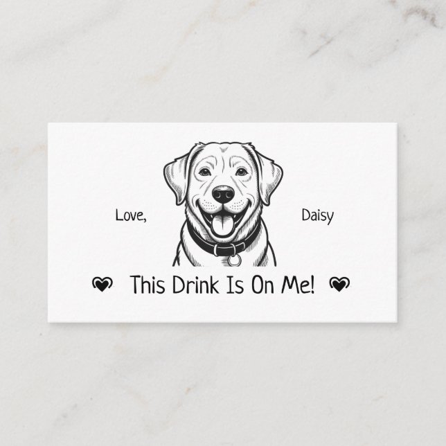 Cute Personalized Dog Wedding Drink Ticket Enclosure Card (Front)