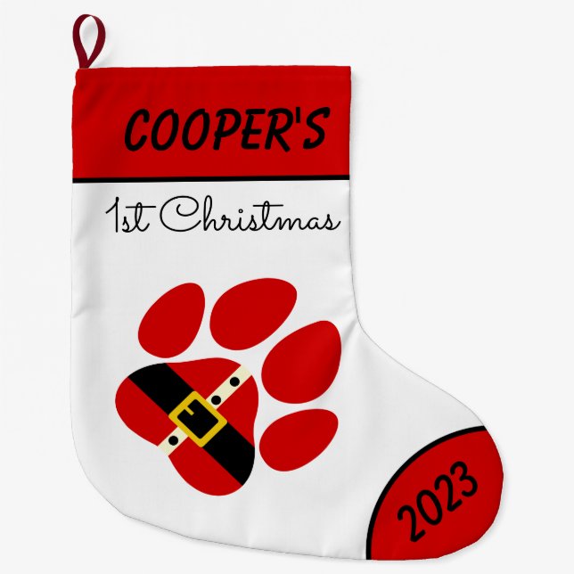 Cute Personalized Dog's 1st Christmas Stocking (Front)