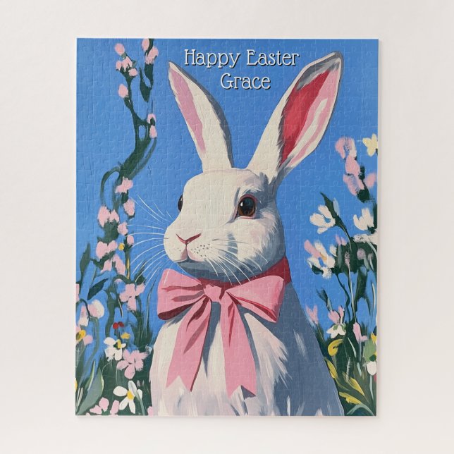 Cute Personalized Easter Bunny Puzzle (Vertical)