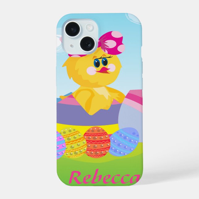 Cute Personalized Easter chic iPhone 15 Case (Back)