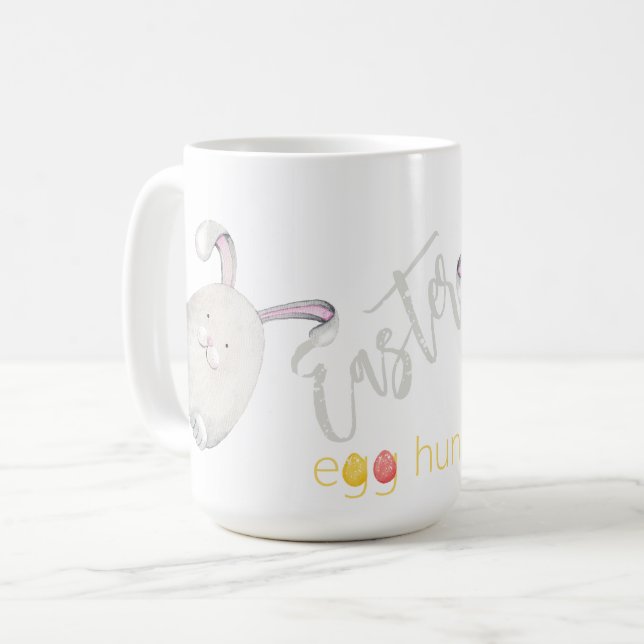 Cute Personalized Easter Egg Hunt Illustration Coffee Mug (Front Left)