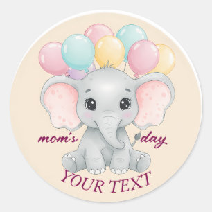 Cute Personalized Elephant Classic Round Sticker