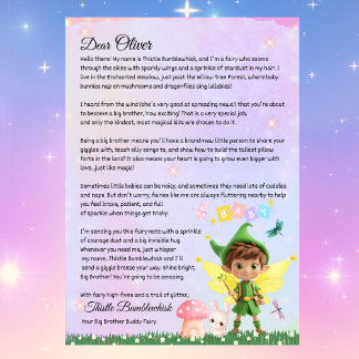 Cute Personalized Fairy Letter for Big Brother Invitation