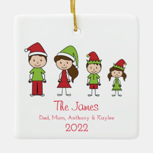 Cute Personalized Family Christmas Ceramic Ornament
