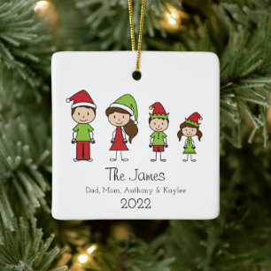 Cute Personalized Family Christmas Ceramic Ornament