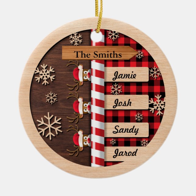 Cute Personalized Family Christmas Ornament (Front)