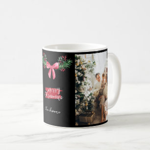 Cute personalized family photo garland christmas coffee mug