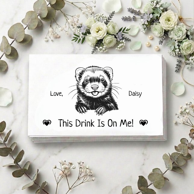 Cute Personalized Ferret Wedding Drink Ticket Enclosure Card (Creator Uploaded)