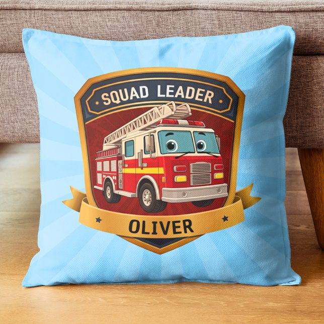 Cute Personalized Firefighter Badge Personalized Throw Pillow (Creator Uploaded)